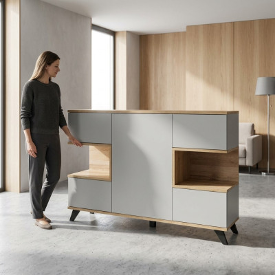 Mobiletto bianco moderno per il soggiorno, nuovo, di lusso, di design, in legno.