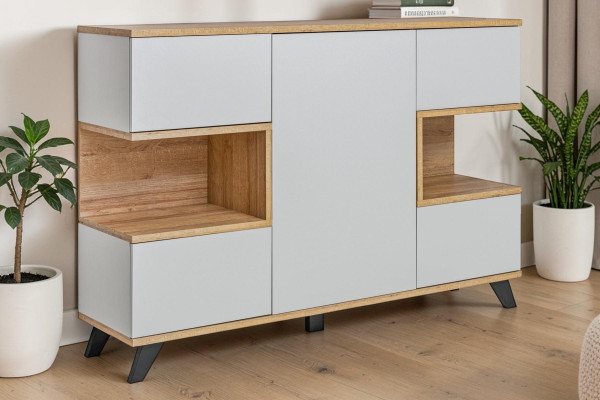 Mobiletto bianco moderno per il soggiorno, nuovo, di lusso, di design, in legno.