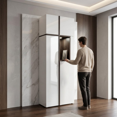 Armadio bianco stile moderno, lusso, soggiorno, designer, mobili in legno, nuovi