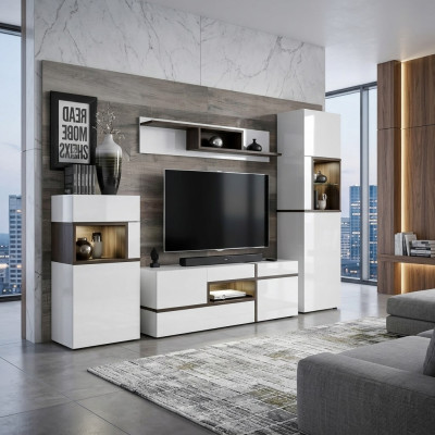 Parete attrezzata soggiorno, supporto TV, scaffale, design di lusso, set moderno mobili nuovi.
