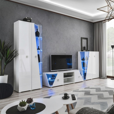 Soggiorno lussuoso set di arredamento 3 pezzi parete vivente mobili designer vetrina legno