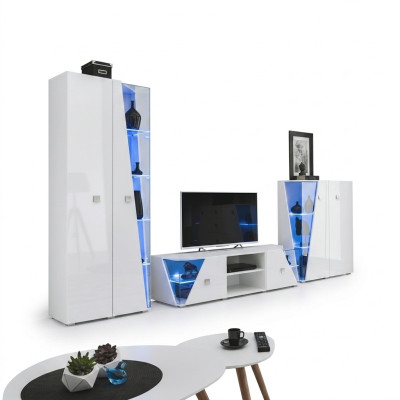Soggiorno lussuoso set di arredamento 3 pezzi parete vivente mobili designer vetrina legno