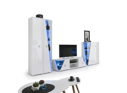 Soggiorno lussuoso set di arredamento 3 pezzi parete vivente mobili designer vetrina legno