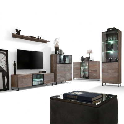 Design parete attrezzata TV 2x vetrina mobile TV Lowboard set arredamento 5 pezzi