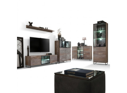 Design parete attrezzata TV 2x vetrina mobile TV Lowboard set arredamento 5 pezzi