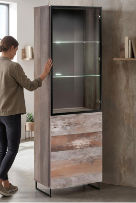 Vetrina Design Armadio Legno Moderno Nuovo Mobili Grigio Arredamento in Legno