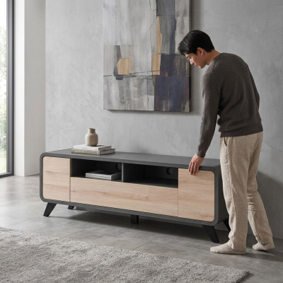 Mobile TV in legno di lusso per soggiorno, parete attrezzata, sideboard design moderno