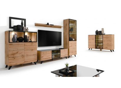 Set parete attrezzata 5 pezzi Lusso soggiorno Comò Supporto TV Design Arredamento