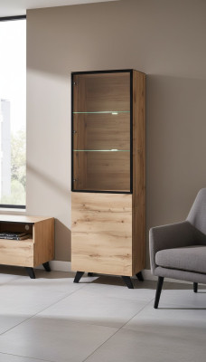Soggiorno, vetrina di lusso, armadio in legno, mobili moderni, designer arredamento.