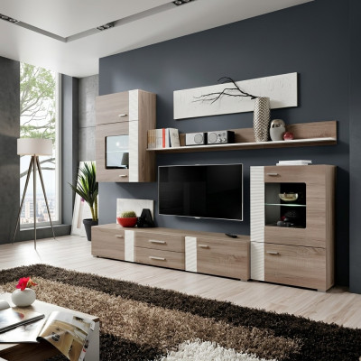 Mobile TV in stile moderno in legno per arredamento soggiorno, ripiano, armadio nuovo.