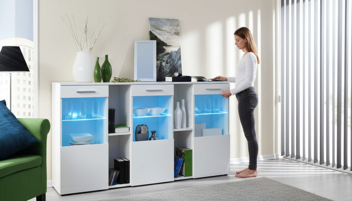 Designer Nuovo Comò Bianco di Lusso Moderno Soggiorno in Legno