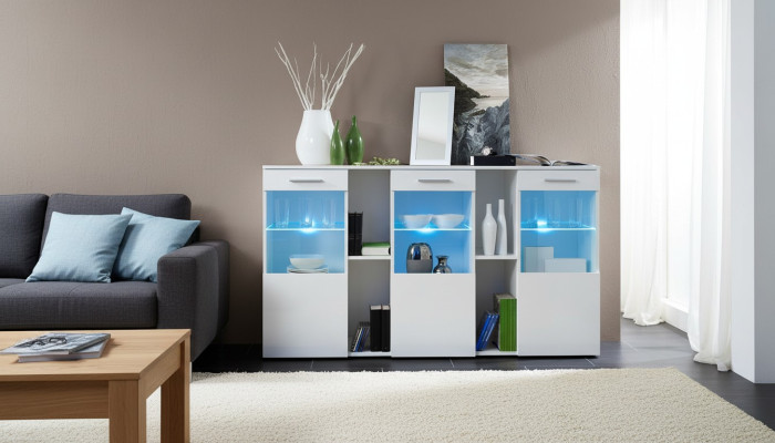 Designer Nuovo Comò Bianco di Lusso Moderno Soggiorno in Legno