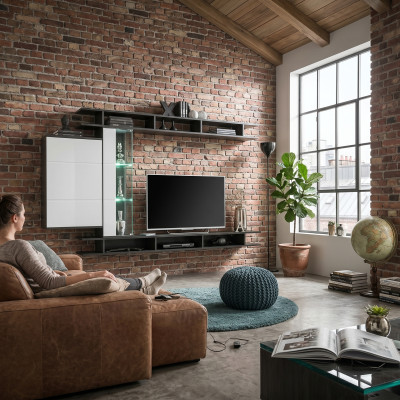 Moderno parete attrezzata grigia mobili da soggiorno di design in legno armadio a parete