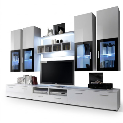 Arredamento parete design armadio a muro in legno moderno set.