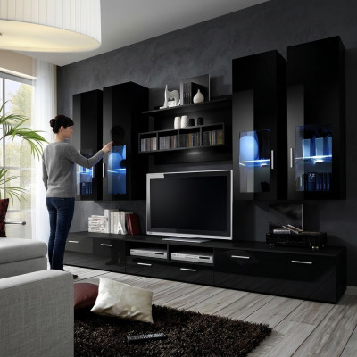 Scaffale moderni per il soggiorno design moderno completo con supporto TV.