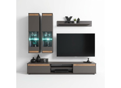 Mobile porta TV da parete di lusso in legno per soggiorno di design Grigio.