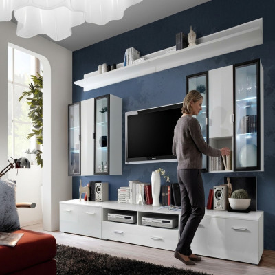 Set di mobili da soggiorno Designer parete attrezzata arredamento armadio bianco.