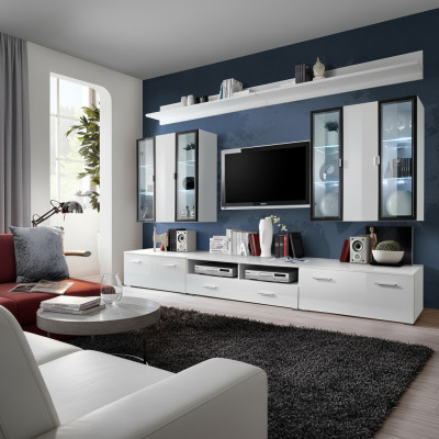 Set di mobili da soggiorno Designer parete attrezzata arredamento armadio bianco.
