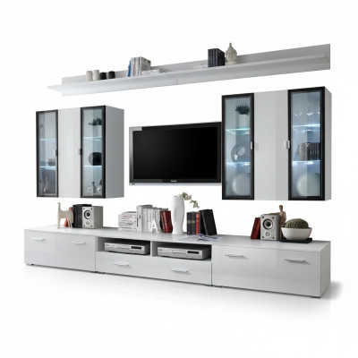 Set di mobili da soggiorno Designer parete attrezzata arredamento armadio bianco.