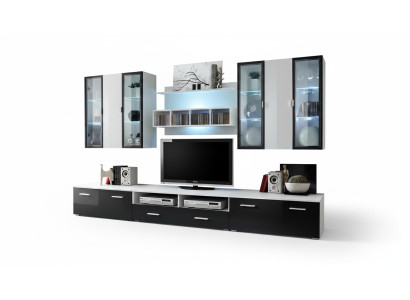 Mobile TV design moderno in legno per soggiorno con parete attrezzata.