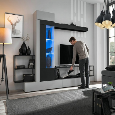 Mobile porta TV con parete porta TV di design moderno in legno, scaffali da parete, arredamento di lusso per il soggiorno.