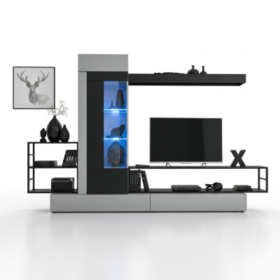 Mobile porta TV con parete porta TV di design moderno in legno, scaffali da parete, arredamento di lusso per il soggiorno.