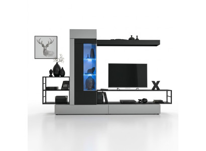 Mobile porta TV con parete porta TV di design moderno in legno, scaffali da parete, arredamento di lusso per il soggiorno.