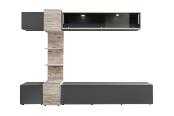 Designer soggiorno moderno set parete attrezzata mensole grigio supporto TV