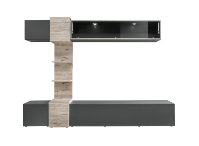 Designer soggiorno moderno set parete attrezzata mensole grigio supporto TV