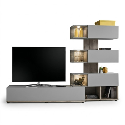 Grigio parete attrezzata salotto mobili in legno supporto TV RTV design moderno arredamento