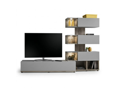Grigio parete attrezzata salotto mobili in legno supporto TV RTV design moderno arredamento