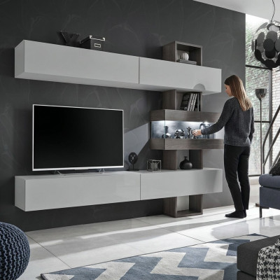 Set completo da soggiorno mobili rtv mobile basso parete attrezzata legno design d'arredo.