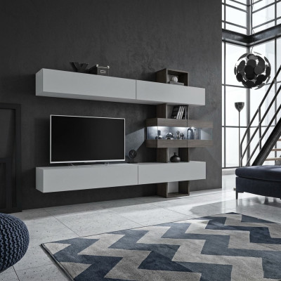 Set completo da soggiorno mobili rtv mobile basso parete attrezzata legno design d'arredo.