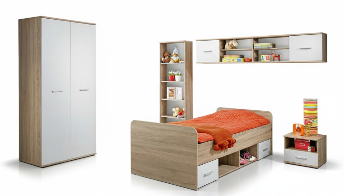 Set camera da letto per bambini completo comodino Letto designer moderno Armadio Mobili