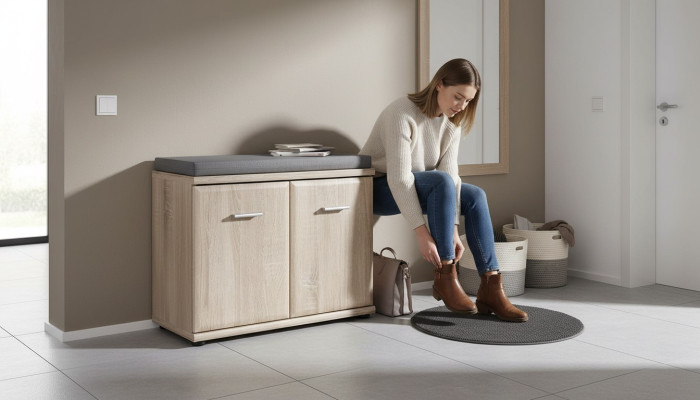 Mobile porta scarpe in legno mobile scarpiera grigio mobile di lusso design moderno.