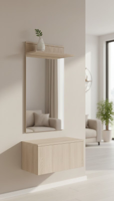 Supporto di lusso per abiti, specchio da corridoio, appendiabiti in legno, arredamento design.