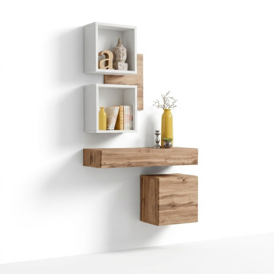 Arredamento completo moderno 4 pezzi per ingresso con mensole a muro e armadio nuovo