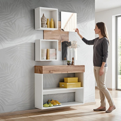 Set di scarpiere di lusso per ingresso design moderno in legno