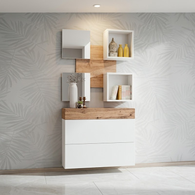 Design completo lusso ingresso armadio scarpe specchio moderno arredamento mensola