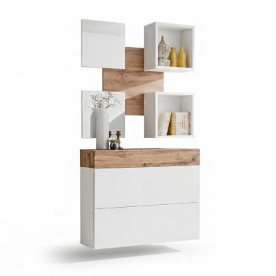 Design completo lusso ingresso armadio scarpe specchio moderno arredamento mensola
