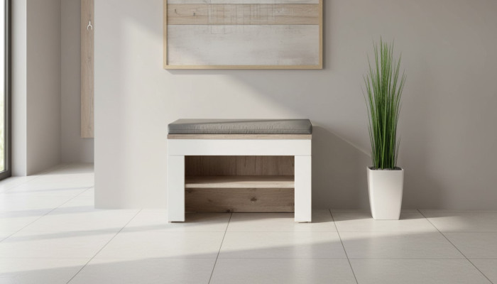 Scarpiera grigia con cuscino Design moderno Nuovi mobili Scarpiera in legno