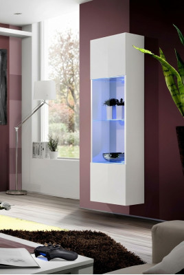 Vetrina bianca di lusso per soggiorno, vetrina sospesa, mobili in legno design