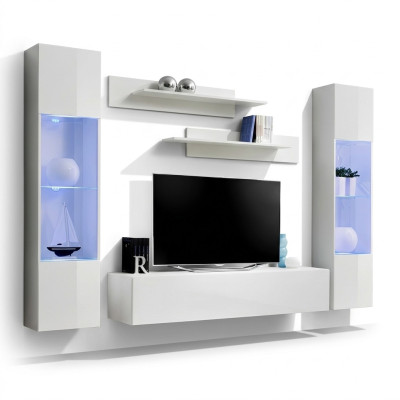 Mobile TV moderno in legno con vetrina sospesa