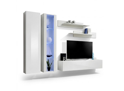 Moderna parete soggiorno bianca mobili design legno armadio a muro