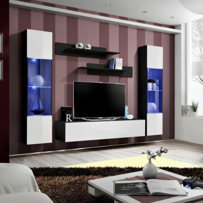 Parete attrezzata in legno per soggiorno mobili supporto TV design moderno mensole