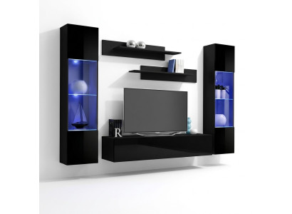 Parete attrezzata TV Lowboard Mensole soggiorno Design Moderno 5 pezzi