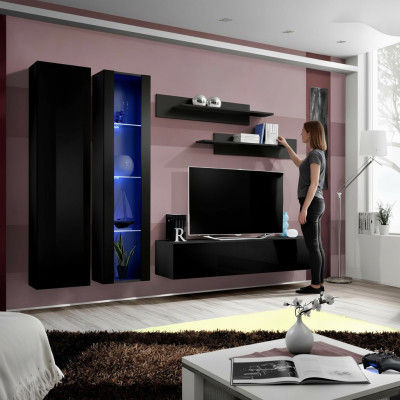 Set di mobili per soggiorno 5 pezzi. Parete attrezzata design mobili moderni supporto TV mensole