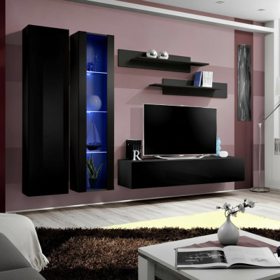 Set di mobili per soggiorno 5 pezzi. Parete attrezzata design mobili moderni supporto TV mensole