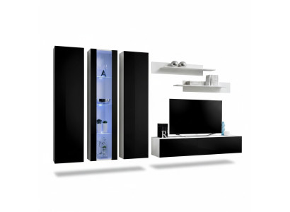 Sistema da parete soggiorno lusso, set completo di mobili per il soggiorno, 6 pezzi, arredamento di design.