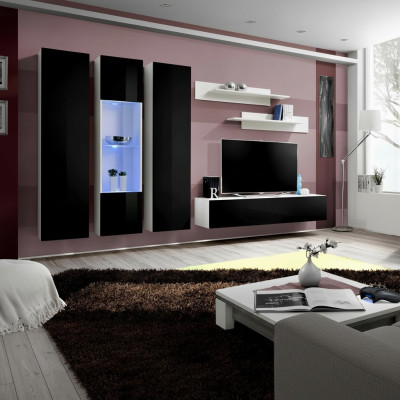 Set di parete design mensola soggiorno legno vetrina a sospensione mobile